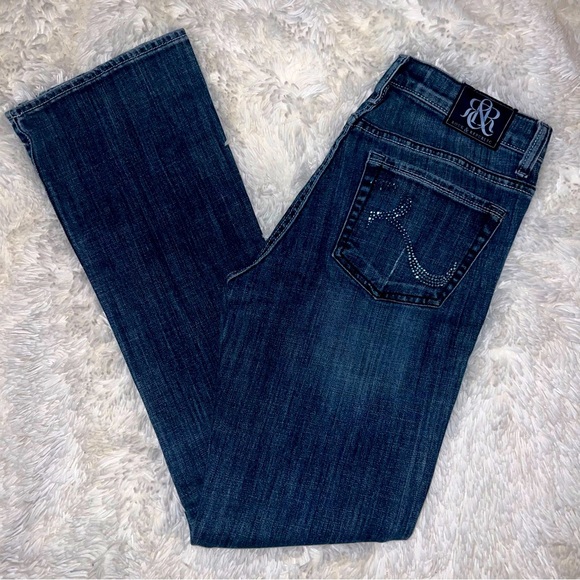Rock & Republic Kassandra Blue Wash Mid-Rise Bootcut Jeans - Size 8 - Picture 1 of 10